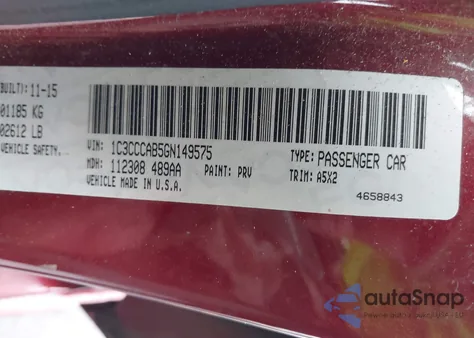 2016 Chrysler 200 Limited z USA, uszkodzony, nr VIN 1C3CCCAB5GN149575